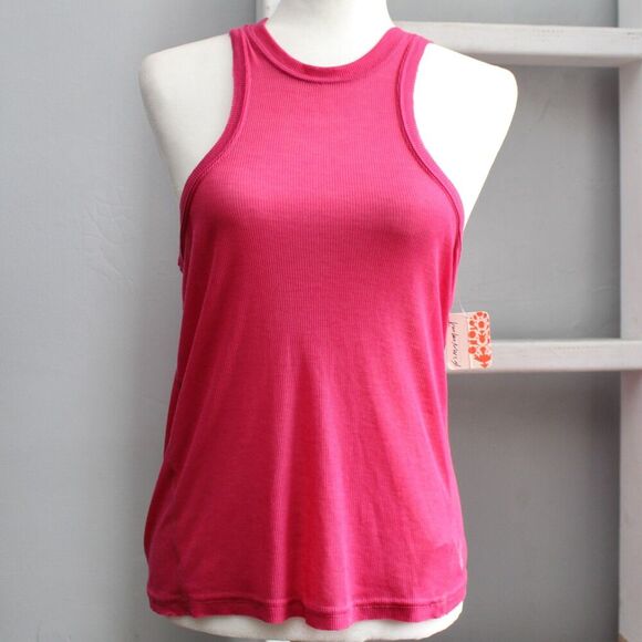 Free People FP Movement Wild Raspberry Very Varsity Ribbed Tank Top SZ Small NWT - Picture 1 of 7